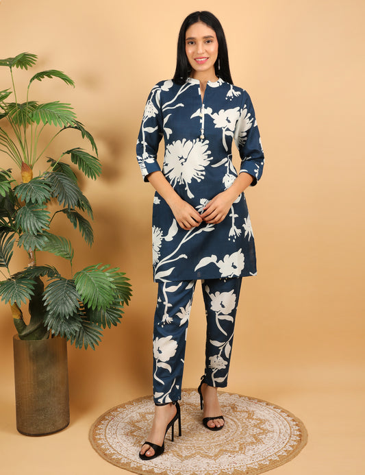 NAVY BLUE COTTON CO-ORD SET