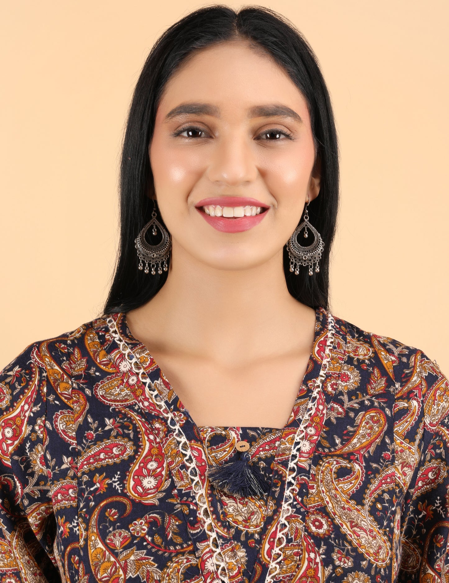 NAVY BLUE COTTON PRINT KURTI