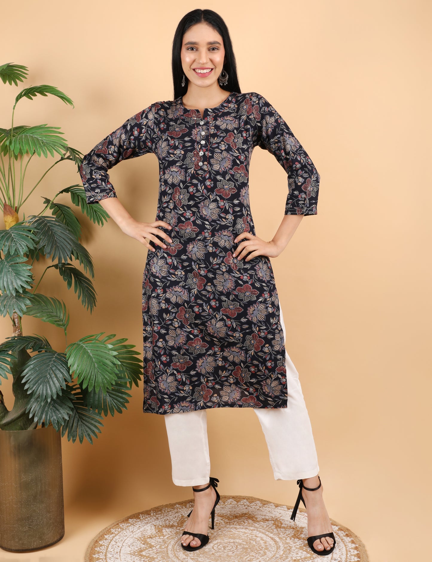 MULTICOLOUR PRINT COTTON KURTA
