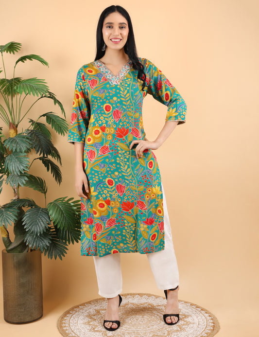 MULTICOLOUR PRINT COTTON KURTI