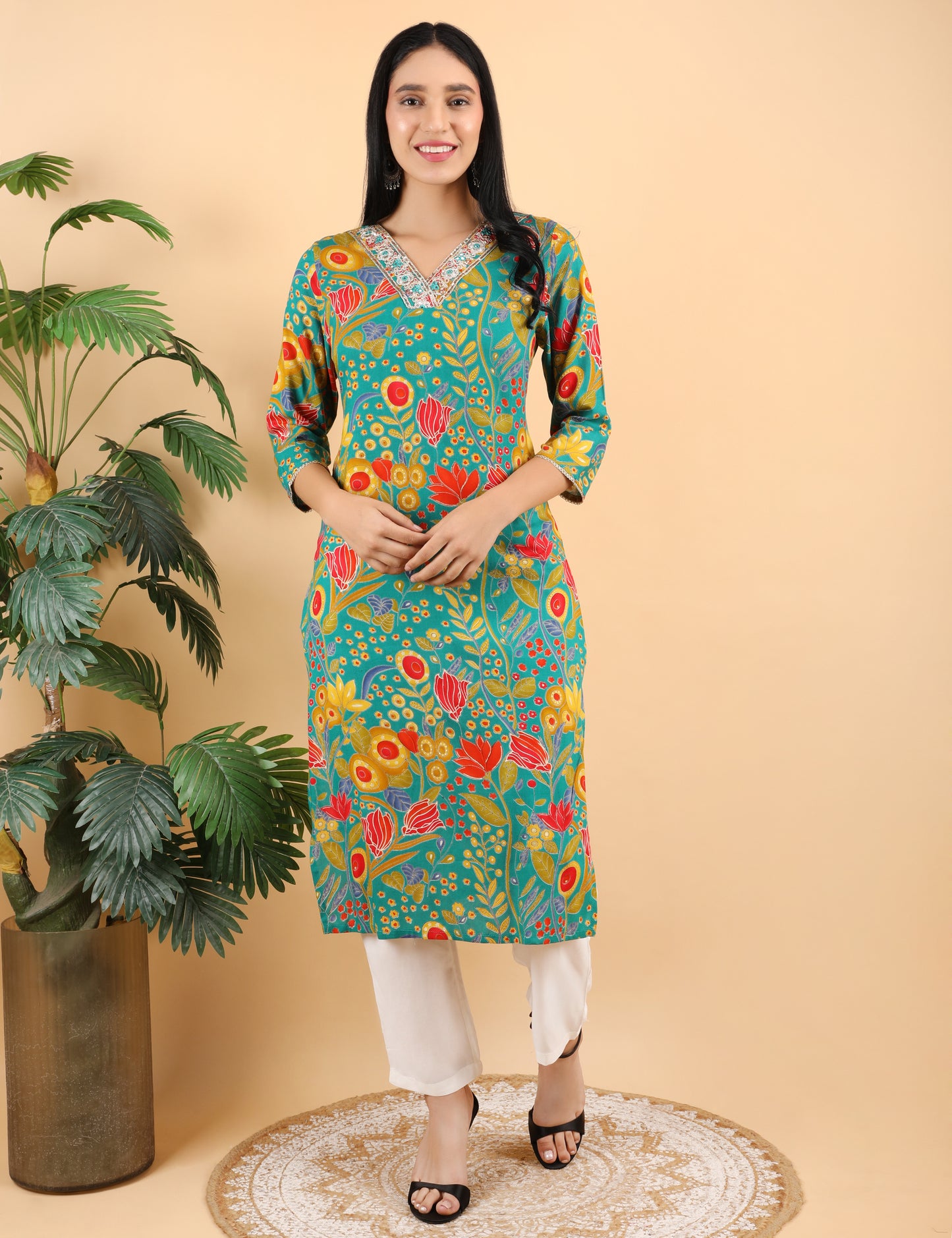 MULTICOLOUR PRINT COTTON KURTI