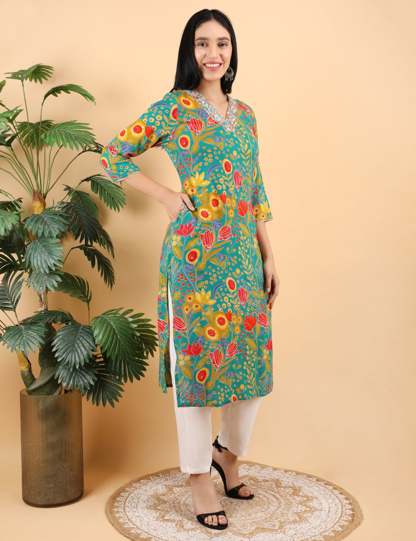 MULTICOLOUR PRINT COTTON KURTI