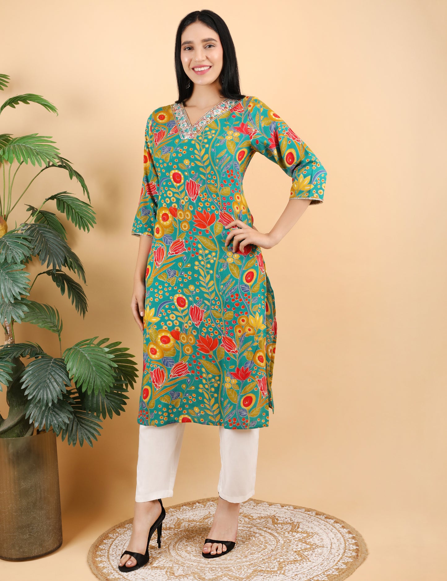 MULTICOLOUR PRINT COTTON KURTI