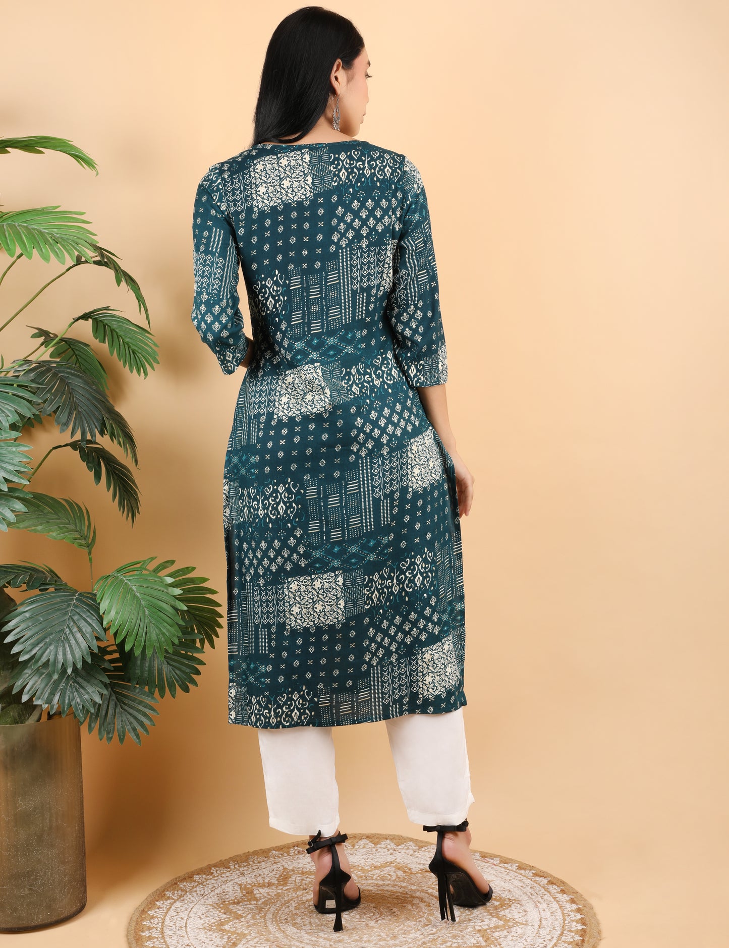 TEAL GREEN COTTON KURTI