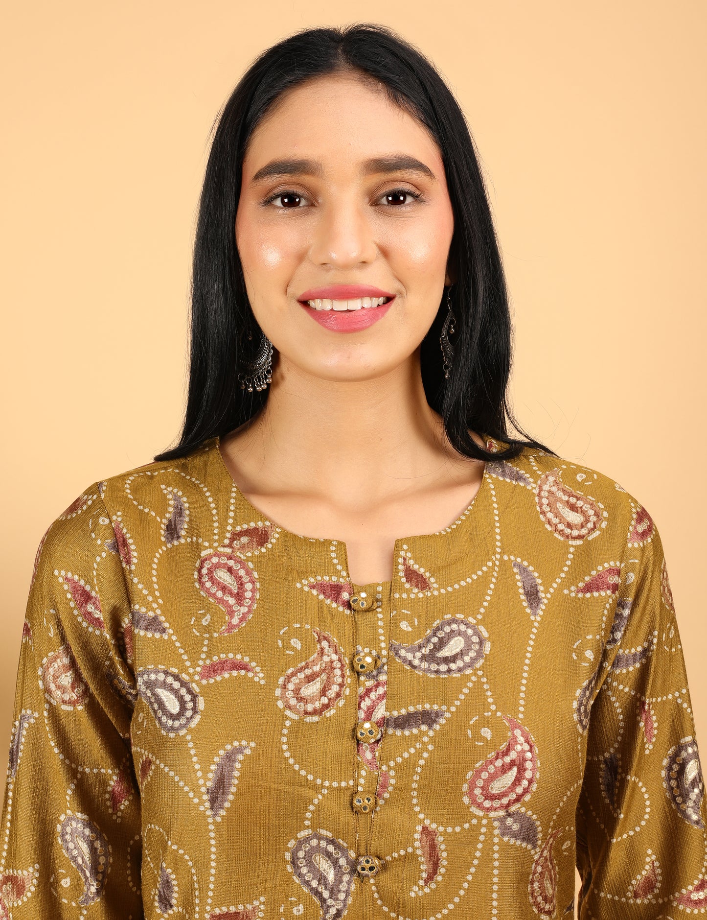 MUSTARD COTTON PRINTED KURTA SET
