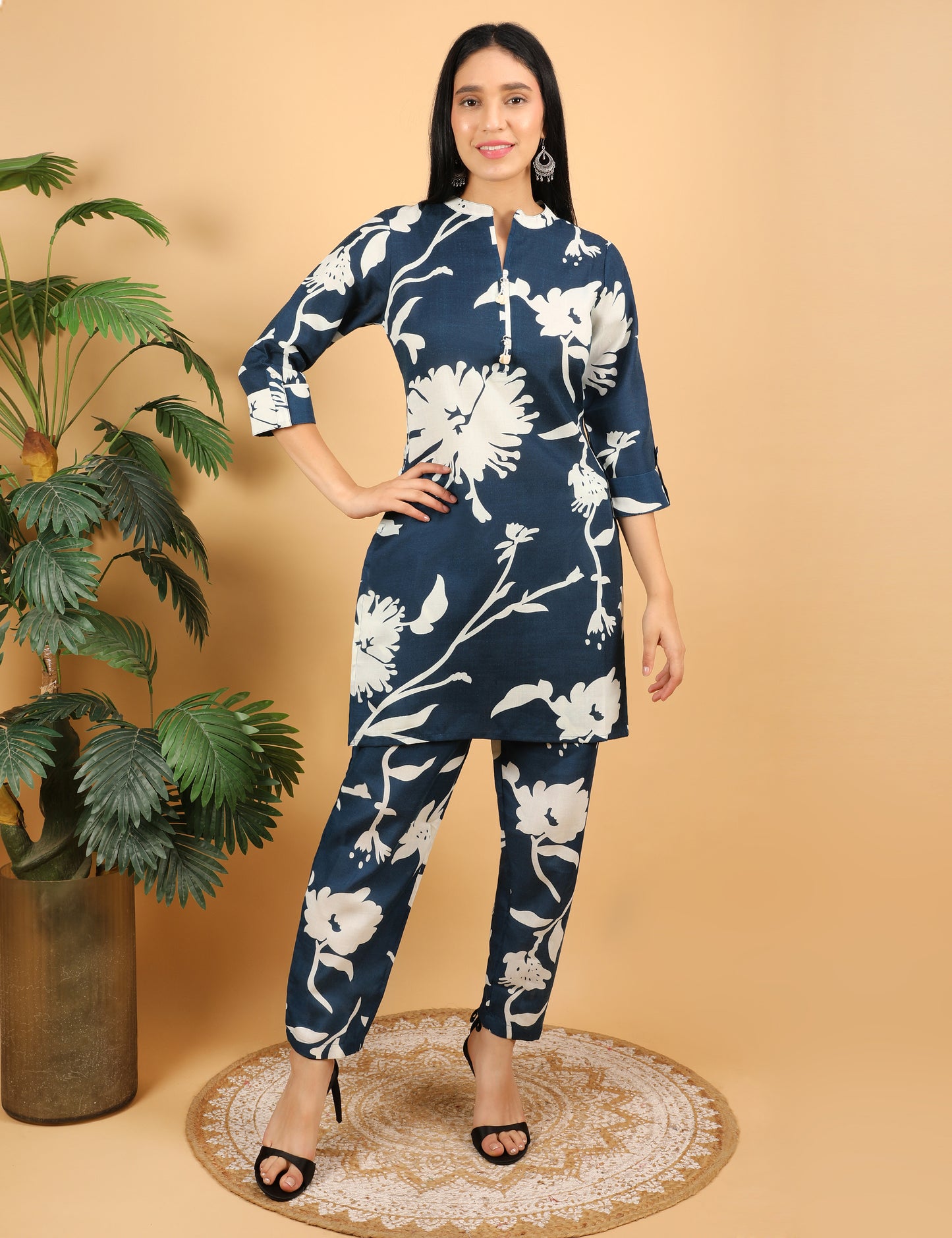 NAVY BLUE COTTON  CO-ORD SET