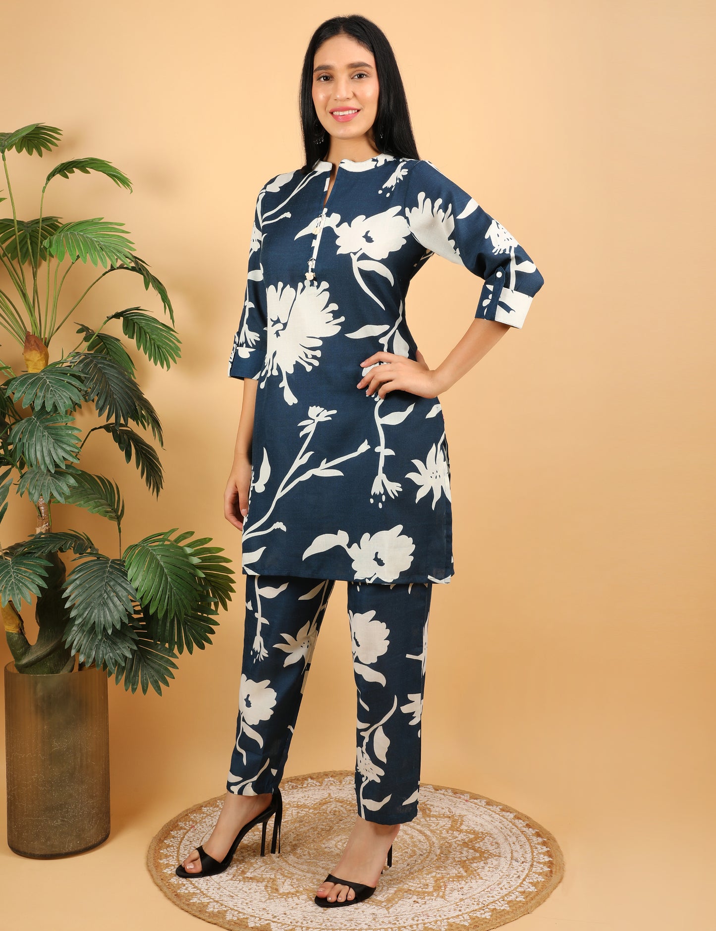 NAVY BLUE COTTON  CO-ORD SET