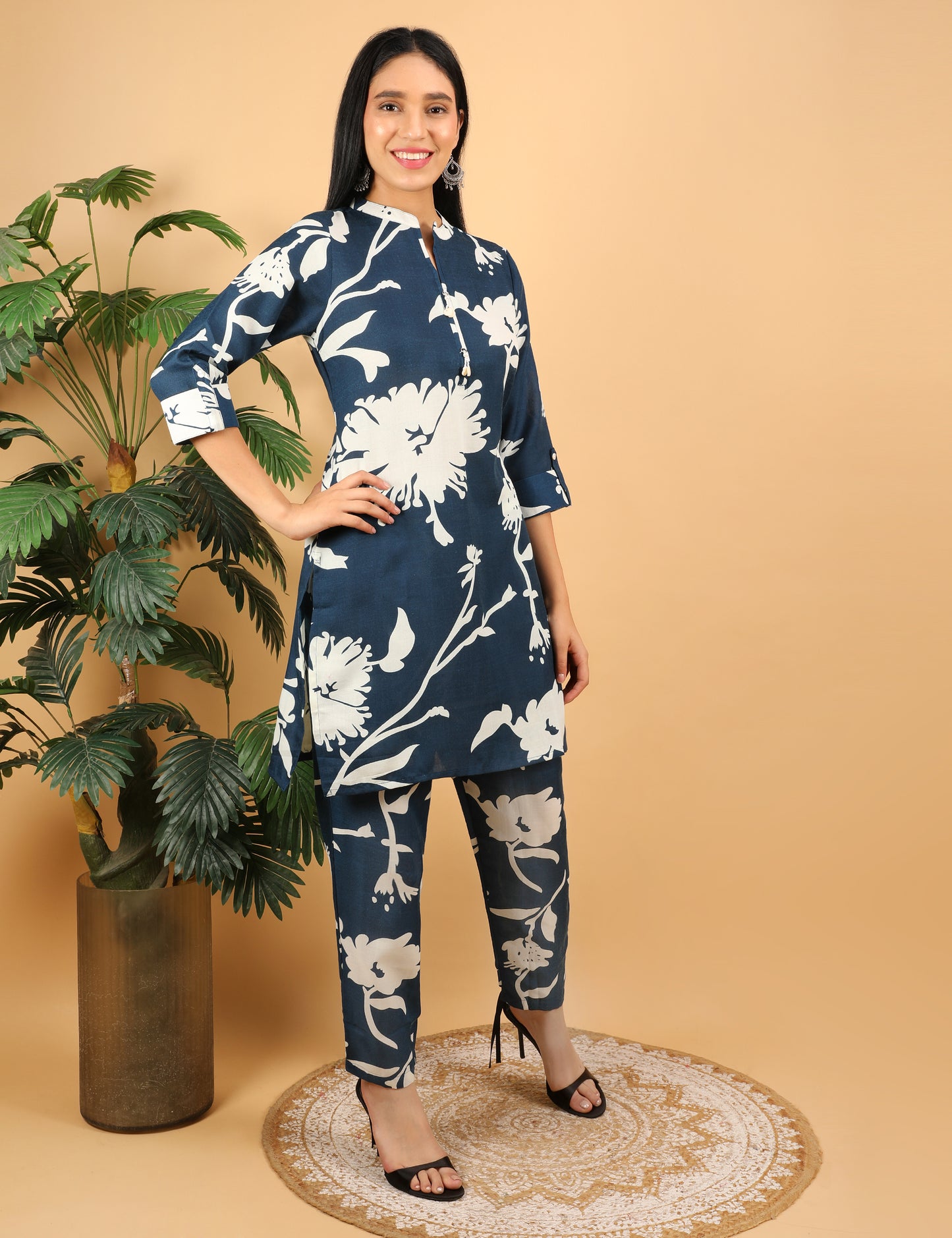 NAVY BLUE COTTON  CO-ORD SET