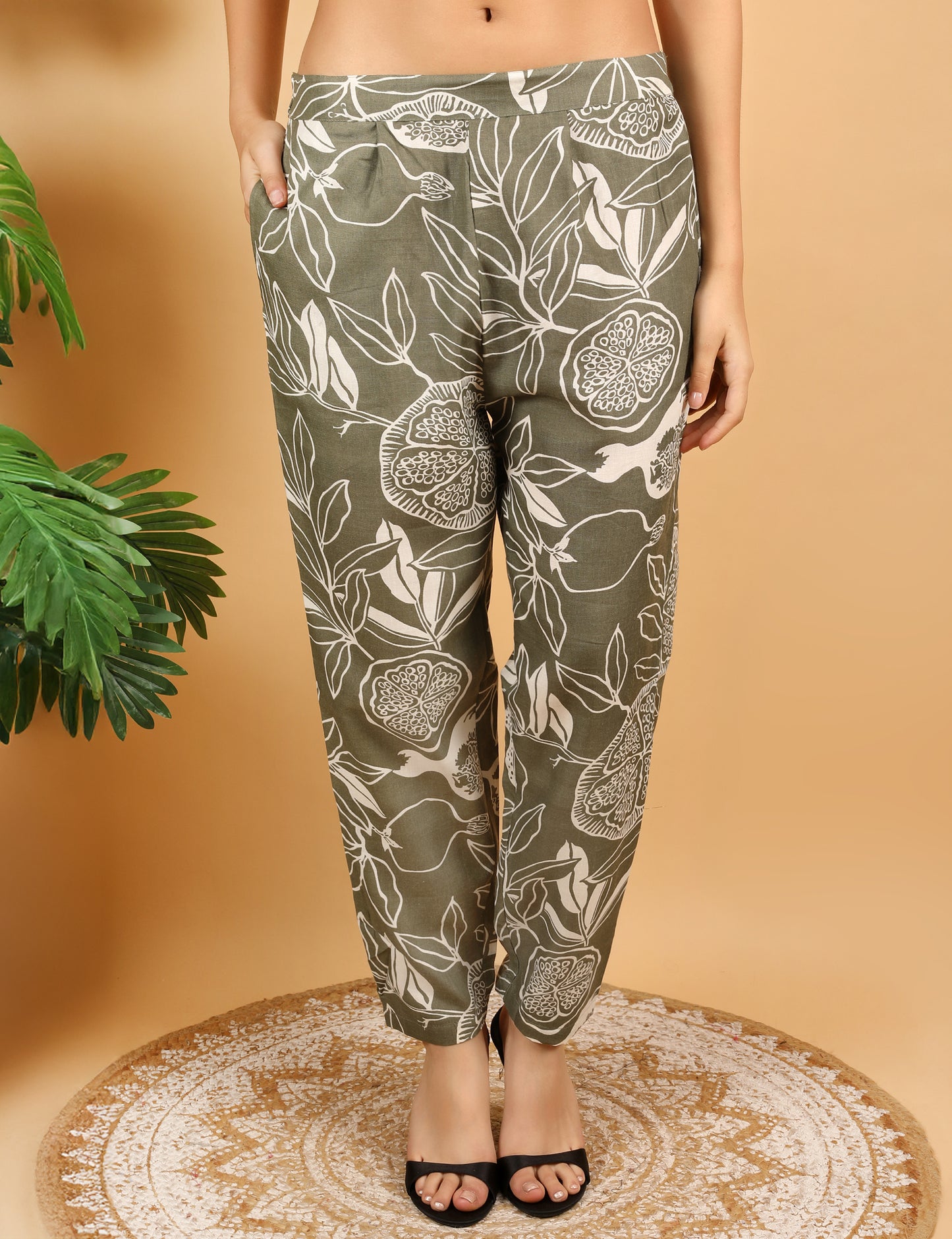 OLIVE GREEN COTTON  CO-ORD SET