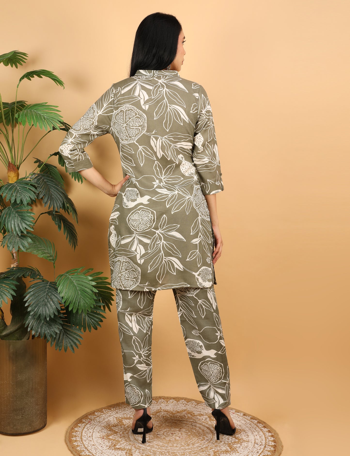 OLIVE GREEN COTTON  CO-ORD SET