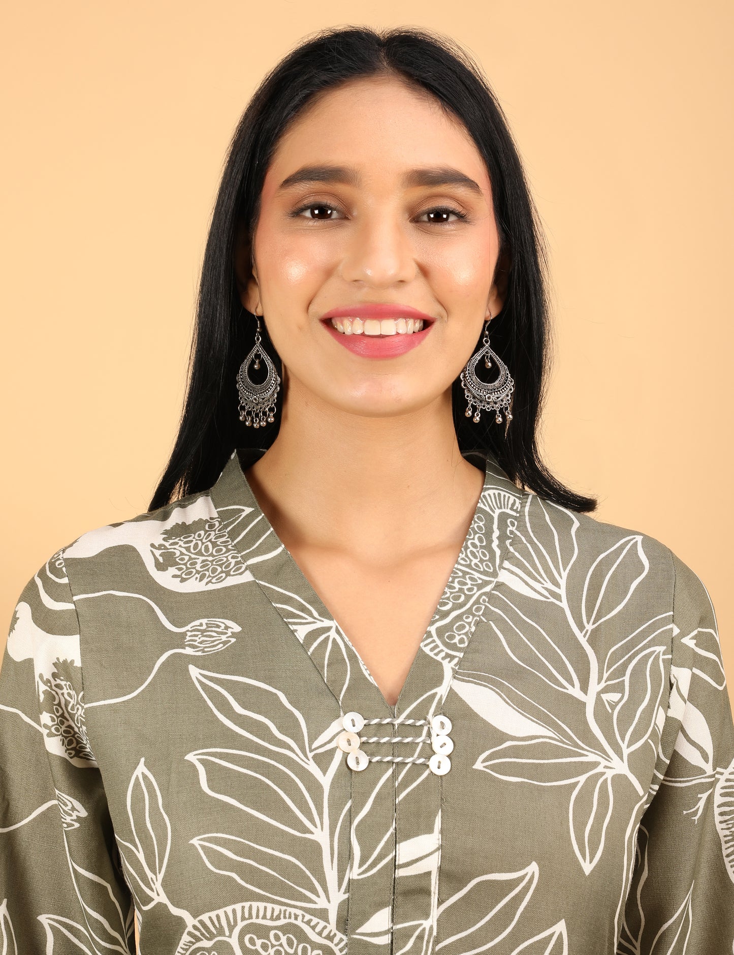 OLIVE GREEN COTTON  CO-ORD SET