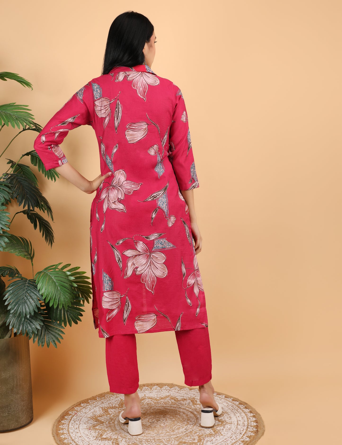 RANI PINK COTTON PRINT  COLLAR CO-ORD SET