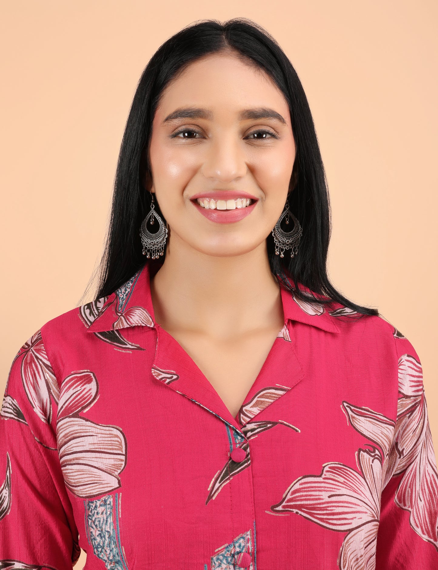 RANI PINK COTTON PRINT  COLLAR CO-ORD SET