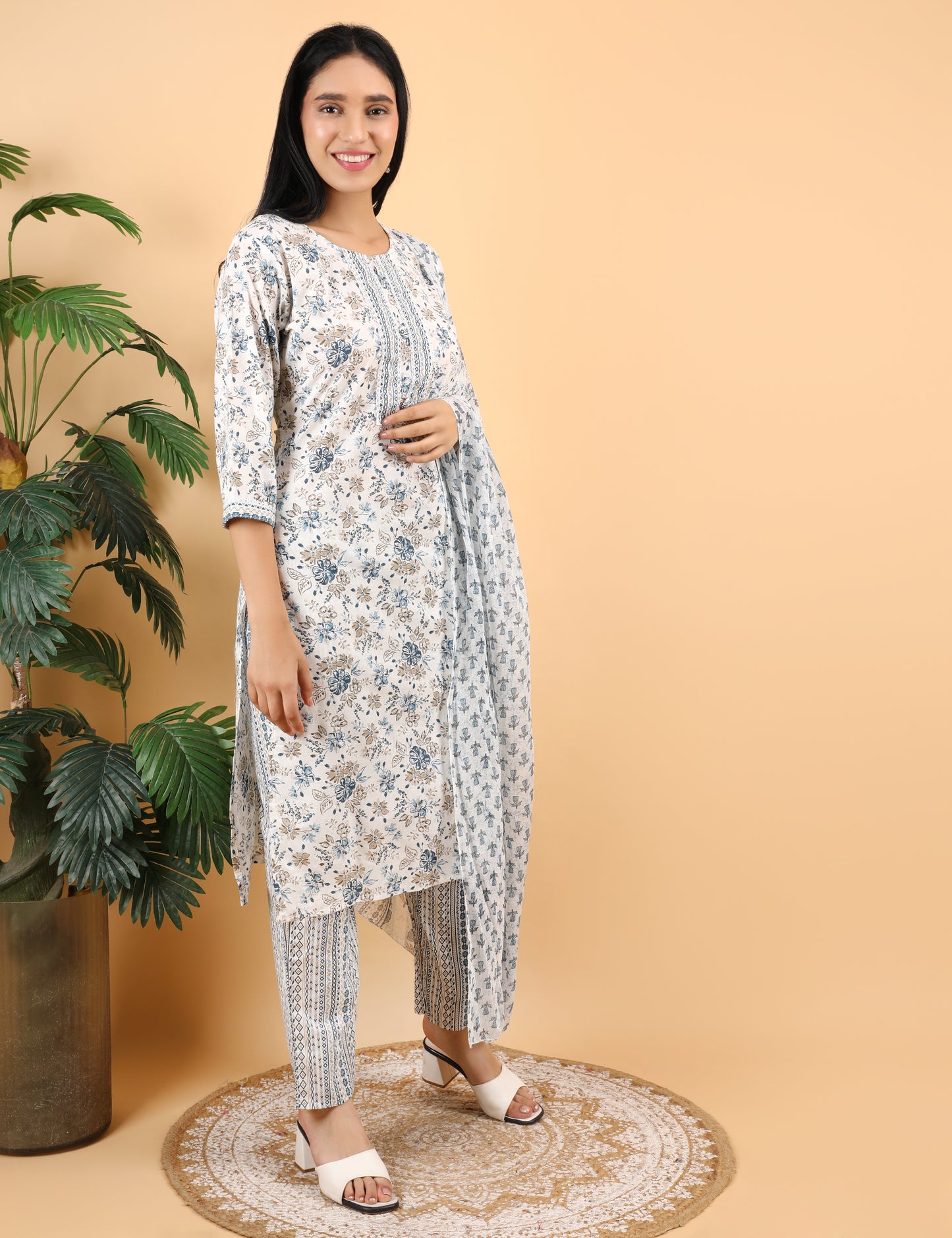 FINE COTTON PRINT STRAIGHT SUIT WITH DUPATTA