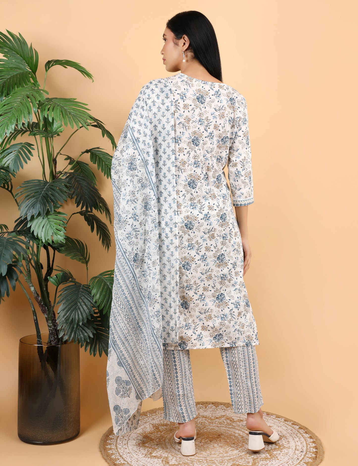 FINE COTTON PRINT STRAIGHT SUIT WITH DUPATTA