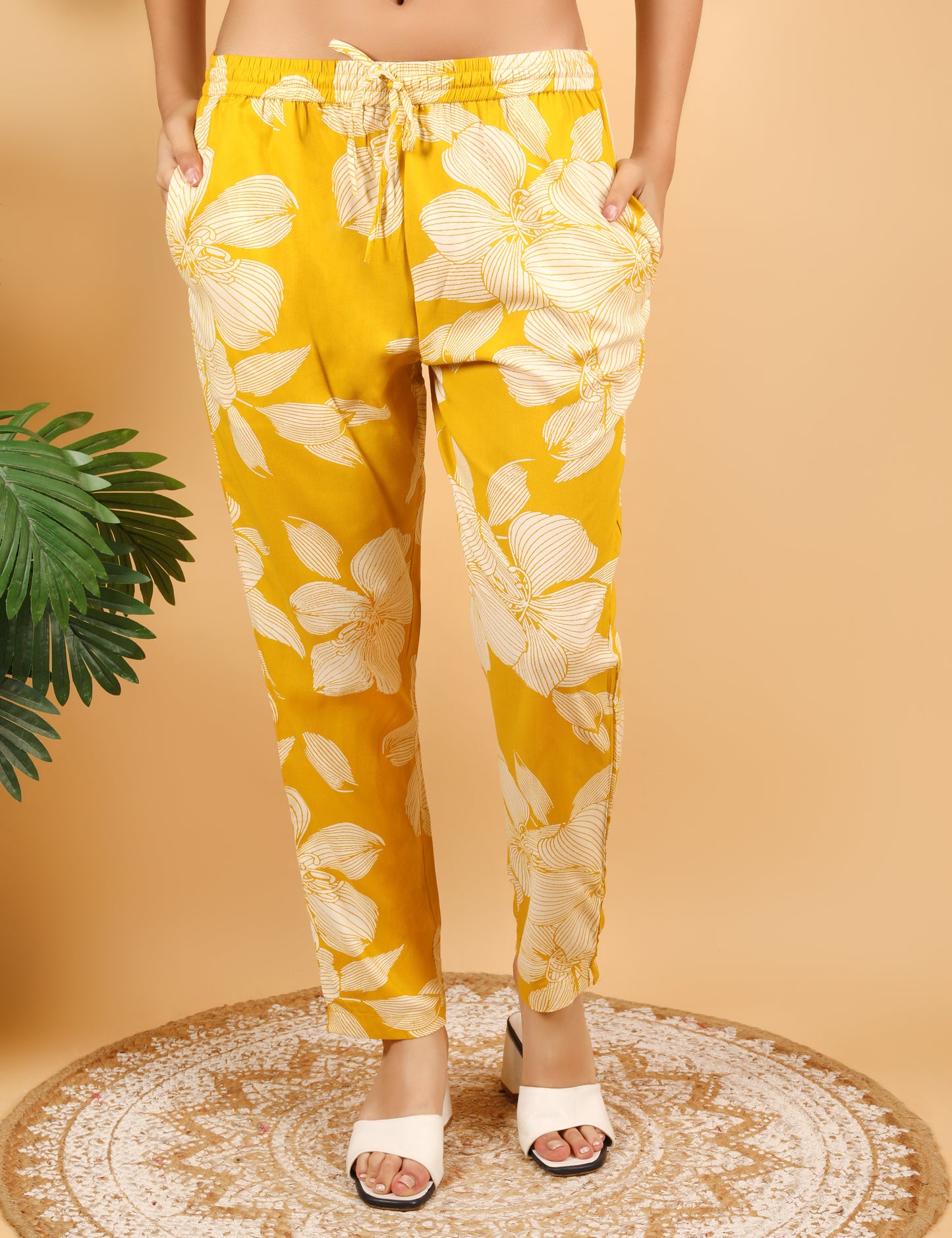 MUSTARD COTTON PRINT KURTA SET