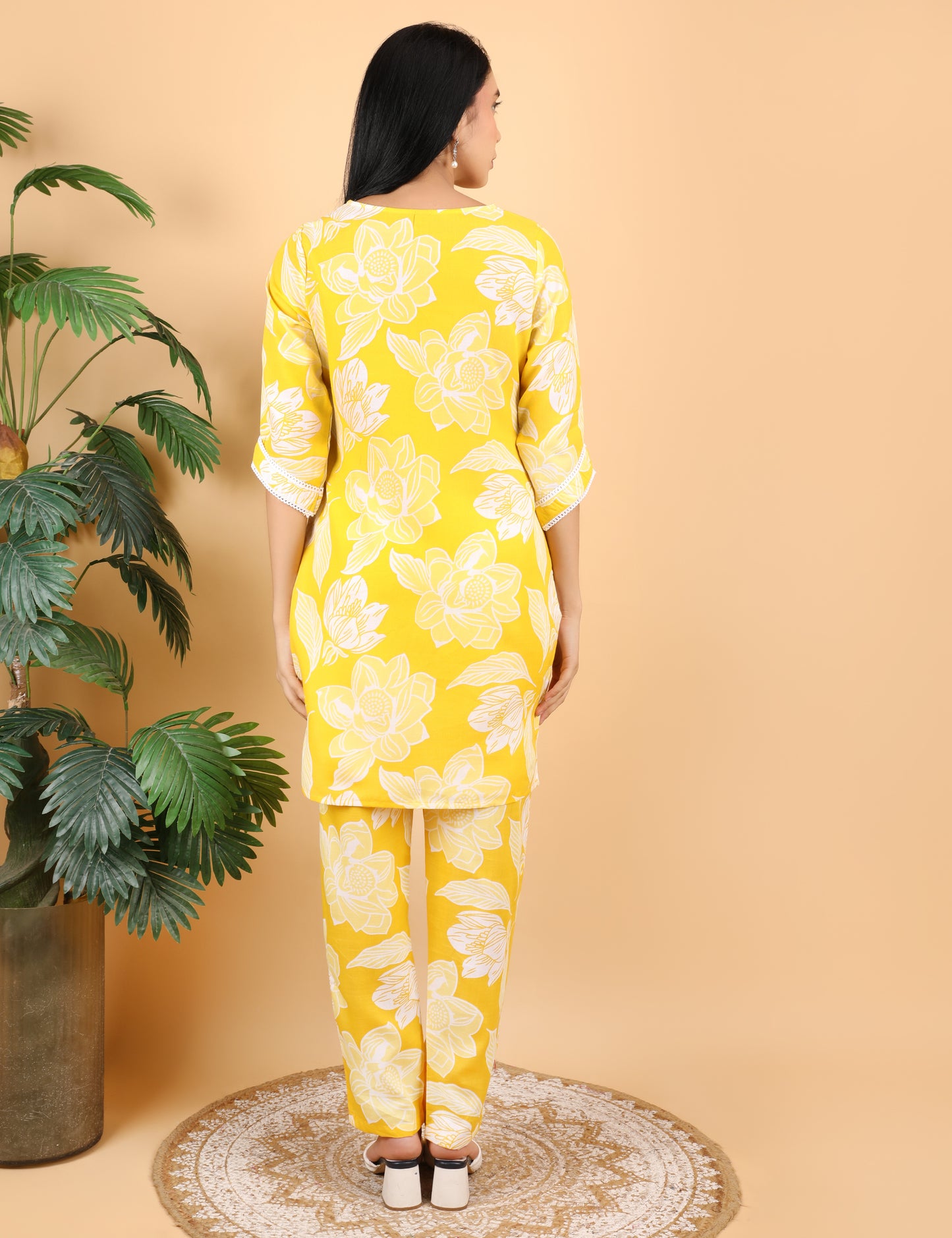 YELLOW COTTON PRINT CO-ORD SET