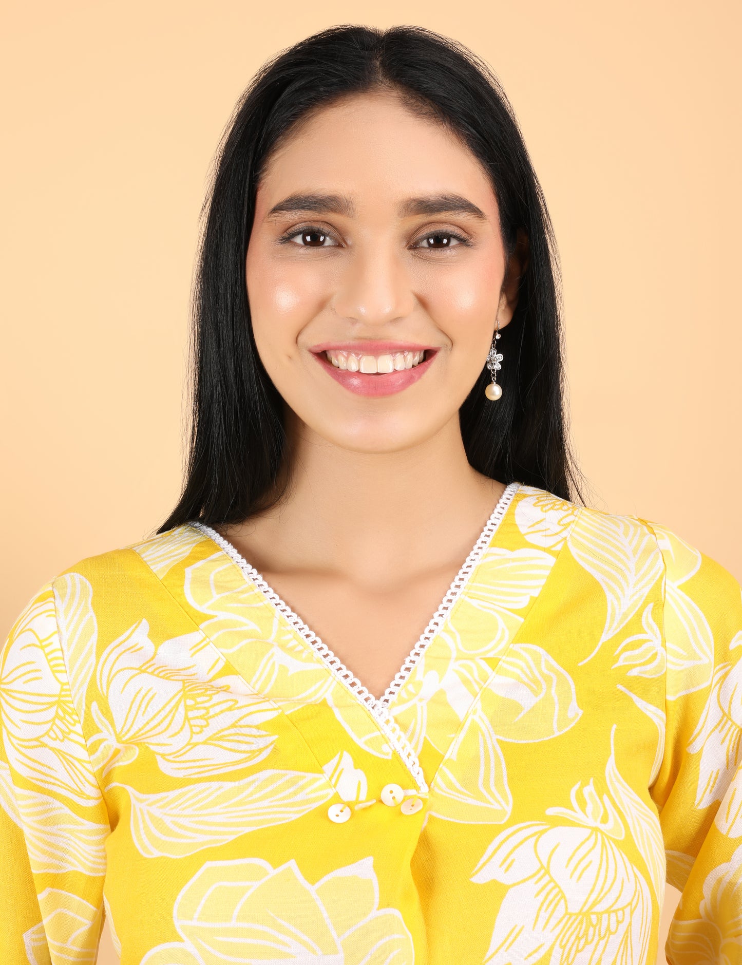 YELLOW COTTON PRINT CO-ORD SET