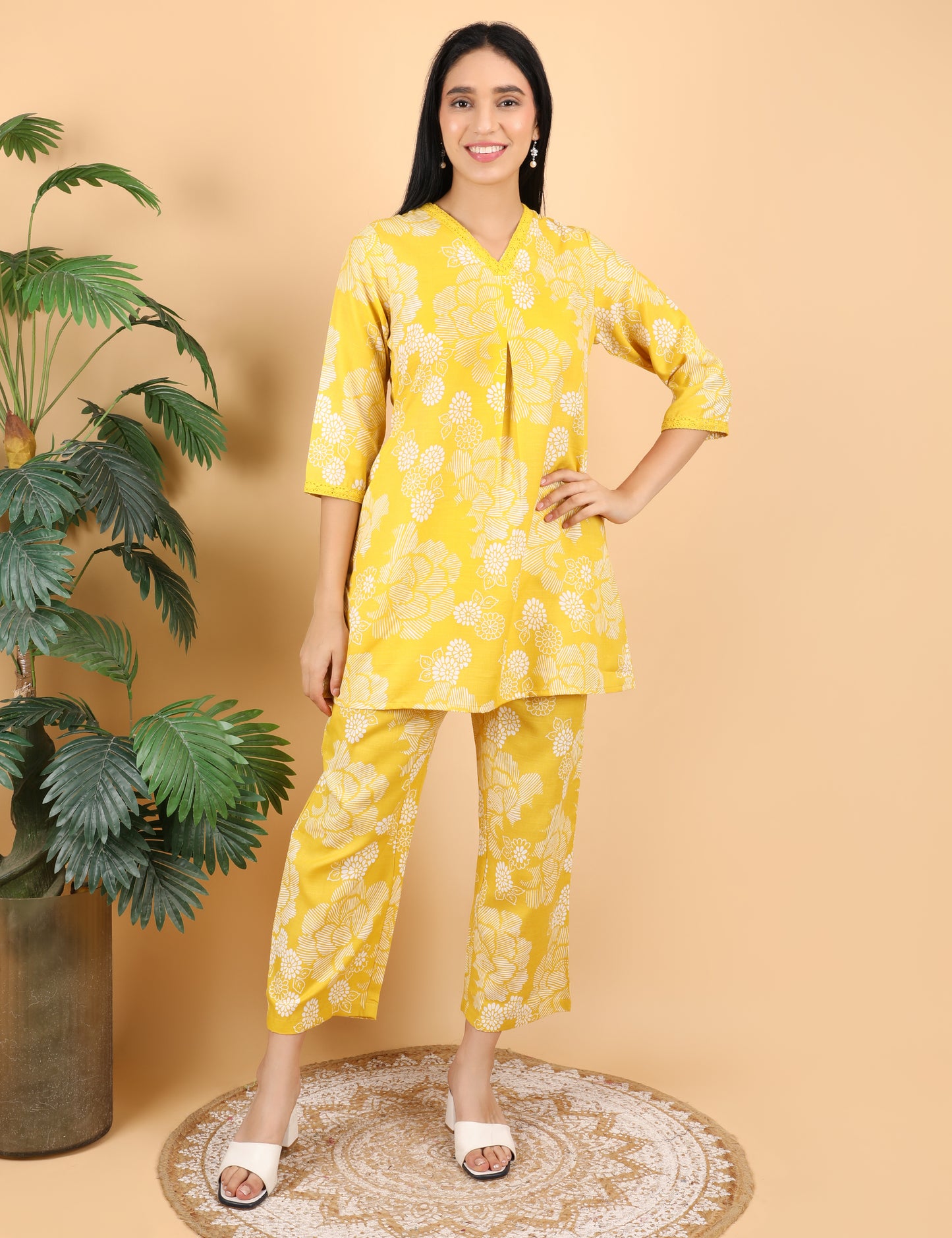 YELLOW  FINE COTTON CO-ORD SET