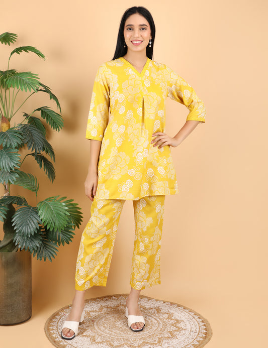 YELLOW  FINE COTTON CO-ORD SET