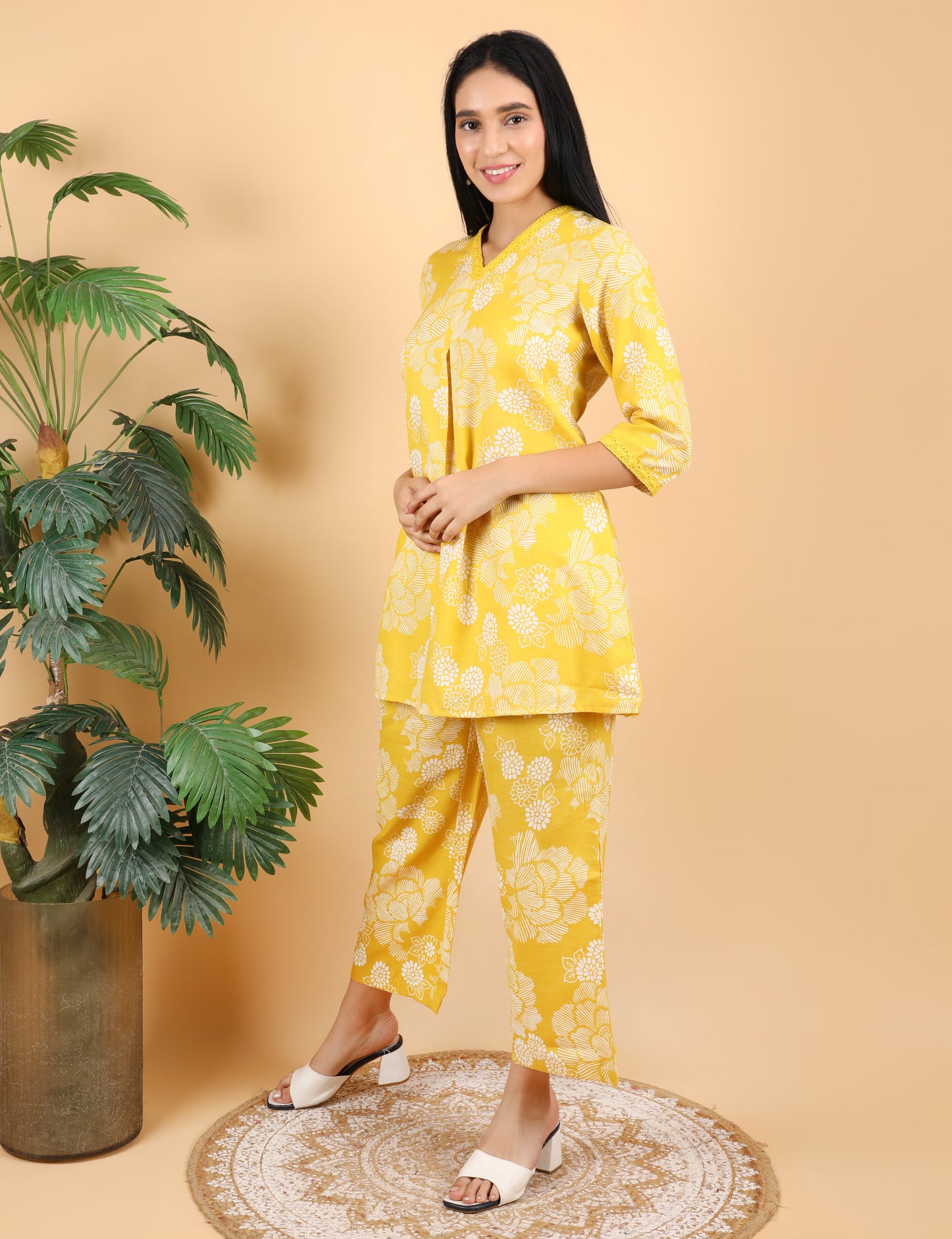 YELLOW  FINE COTTON CO-ORD SET