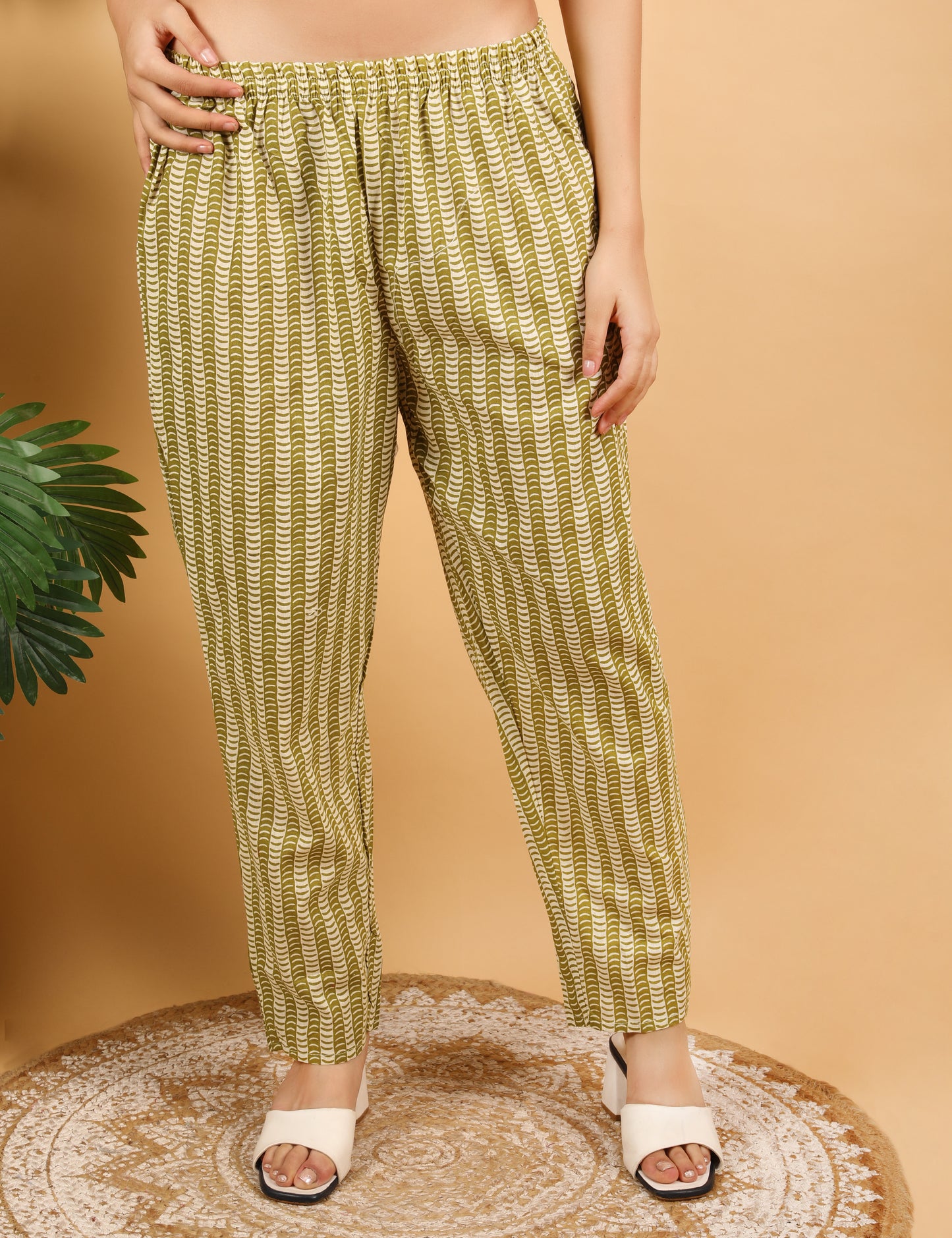 OLIVE GREEN COTTON ANARKALI SUIT