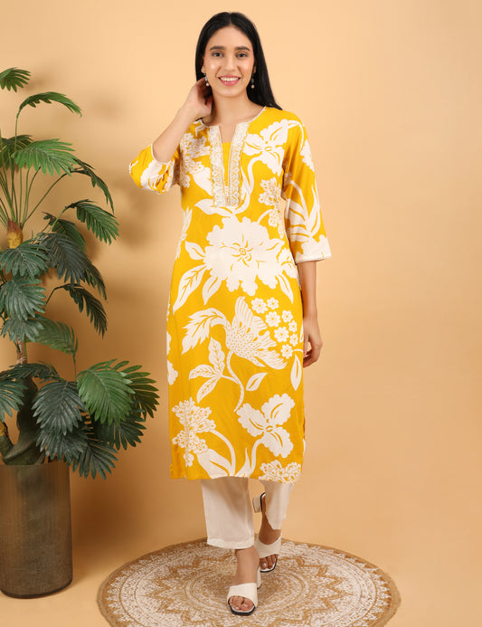 Cotton Chikankari Embroidered Kurti