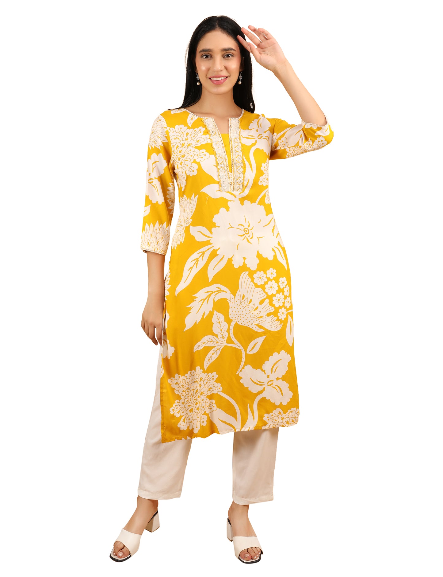 Cotton Chikankari Embroidered Kurti