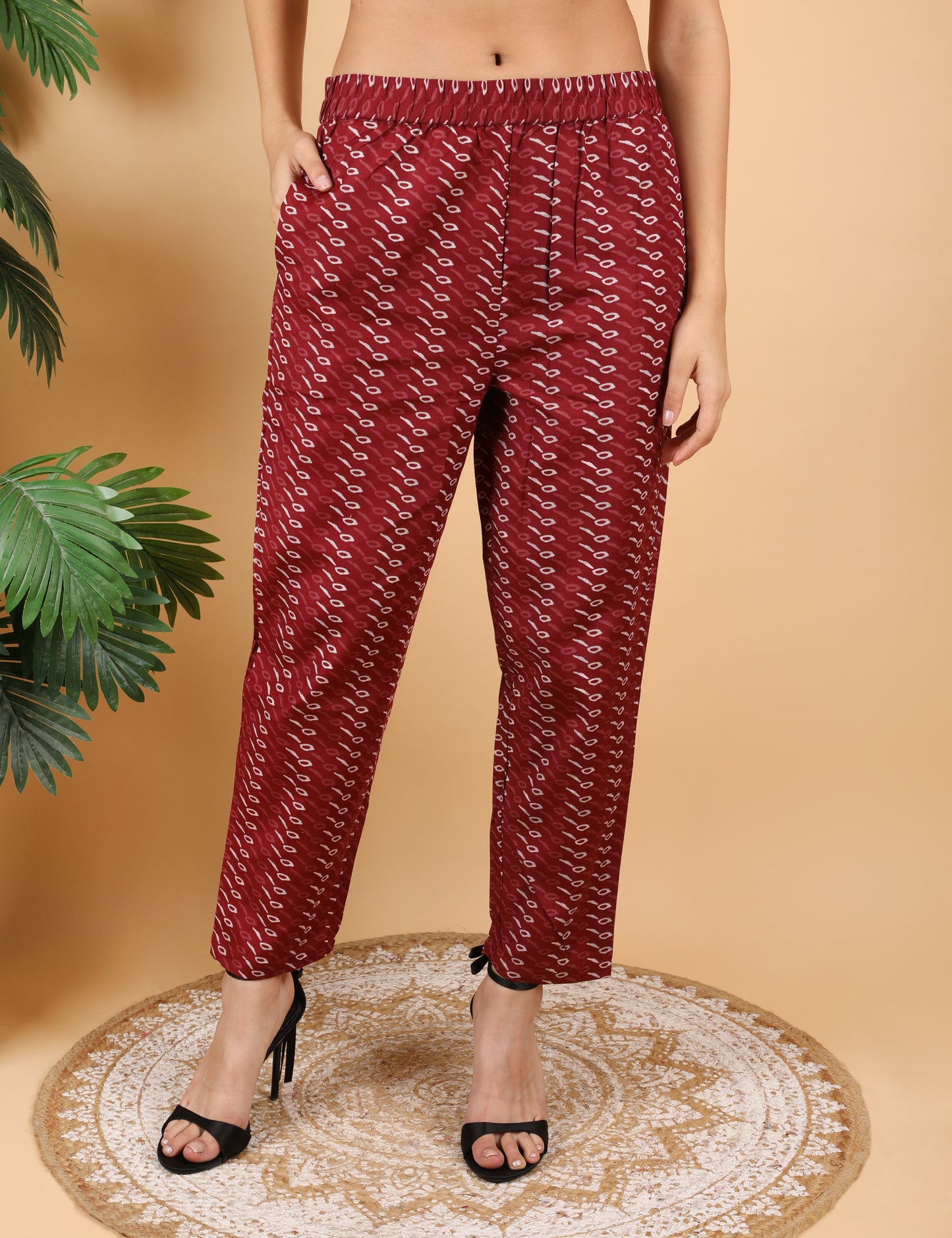 MARROON COTTON PRINT STRAIGHT SUIT WITH DUPATTA