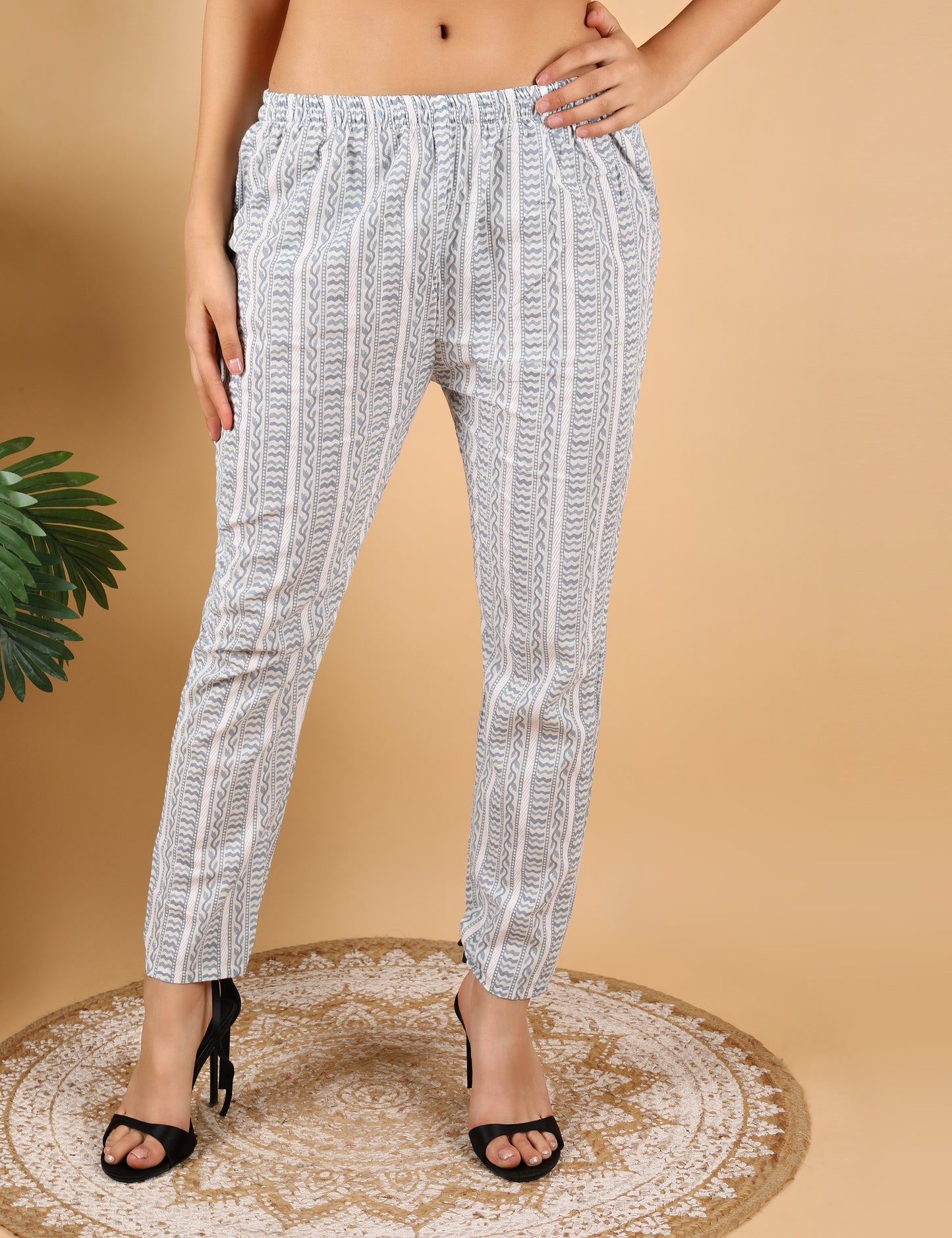 POWDER BLUE COTTON PRINT ANARKALI WITH DUPATTA