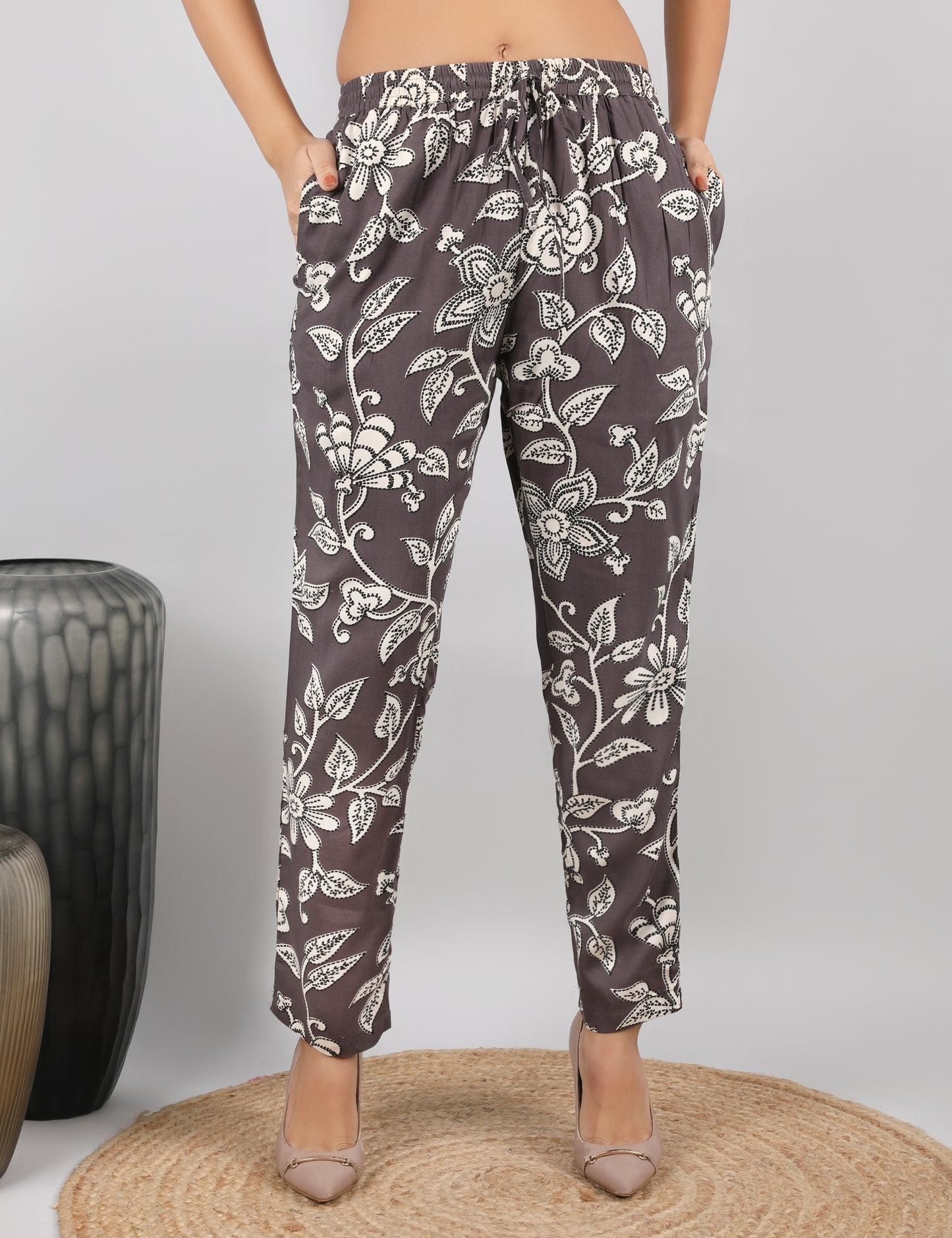 COTTON PRINT KURTA SET MUSHROOM BROWN