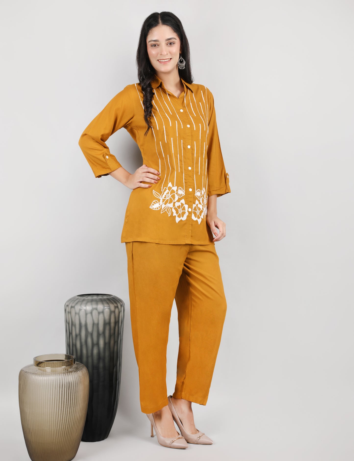 MUSTARD COTTON CO-ORD SET FOR WOMEN