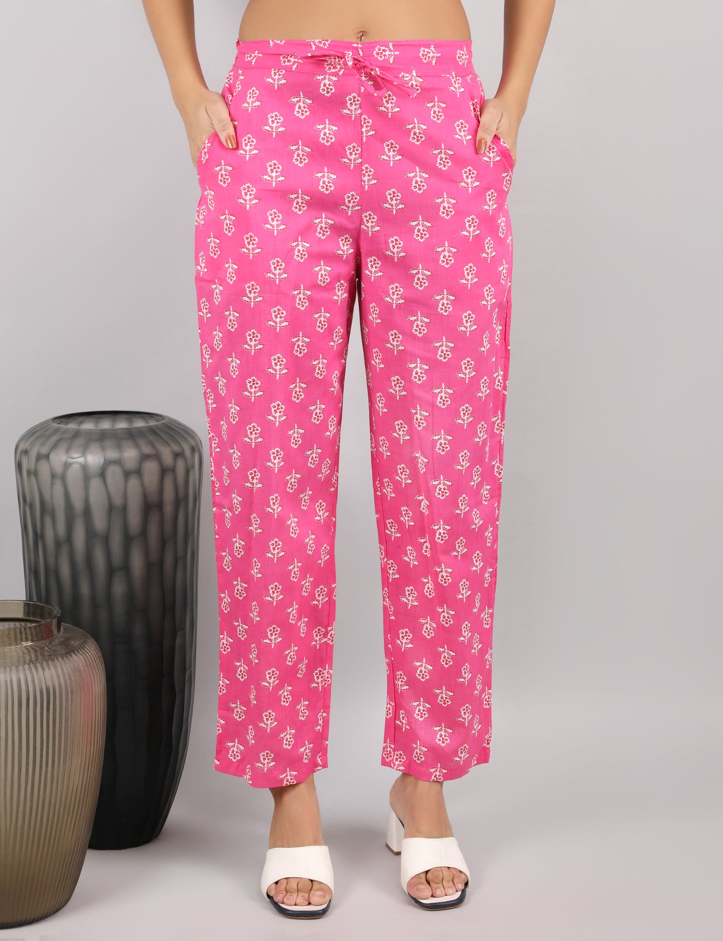 PINK FLORAL COTTAN KURTA SET