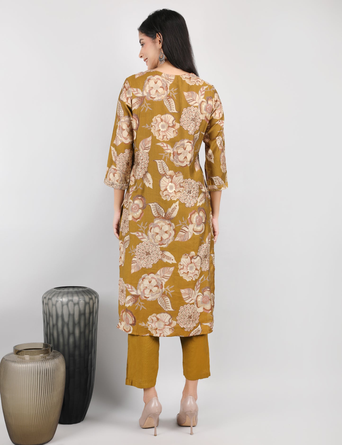 FLORAL PRINT COTTON KURTA SET