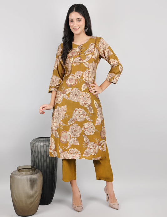 FLORAL PRINT COTTON KURTA SET