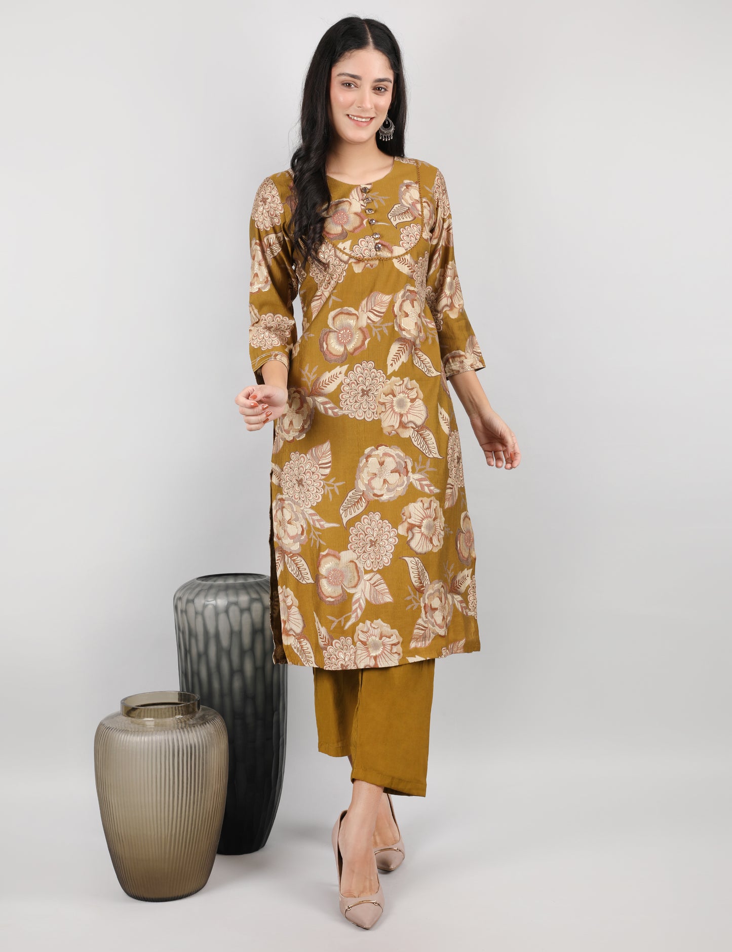 FLORAL PRINT COTTON KURTA SET
