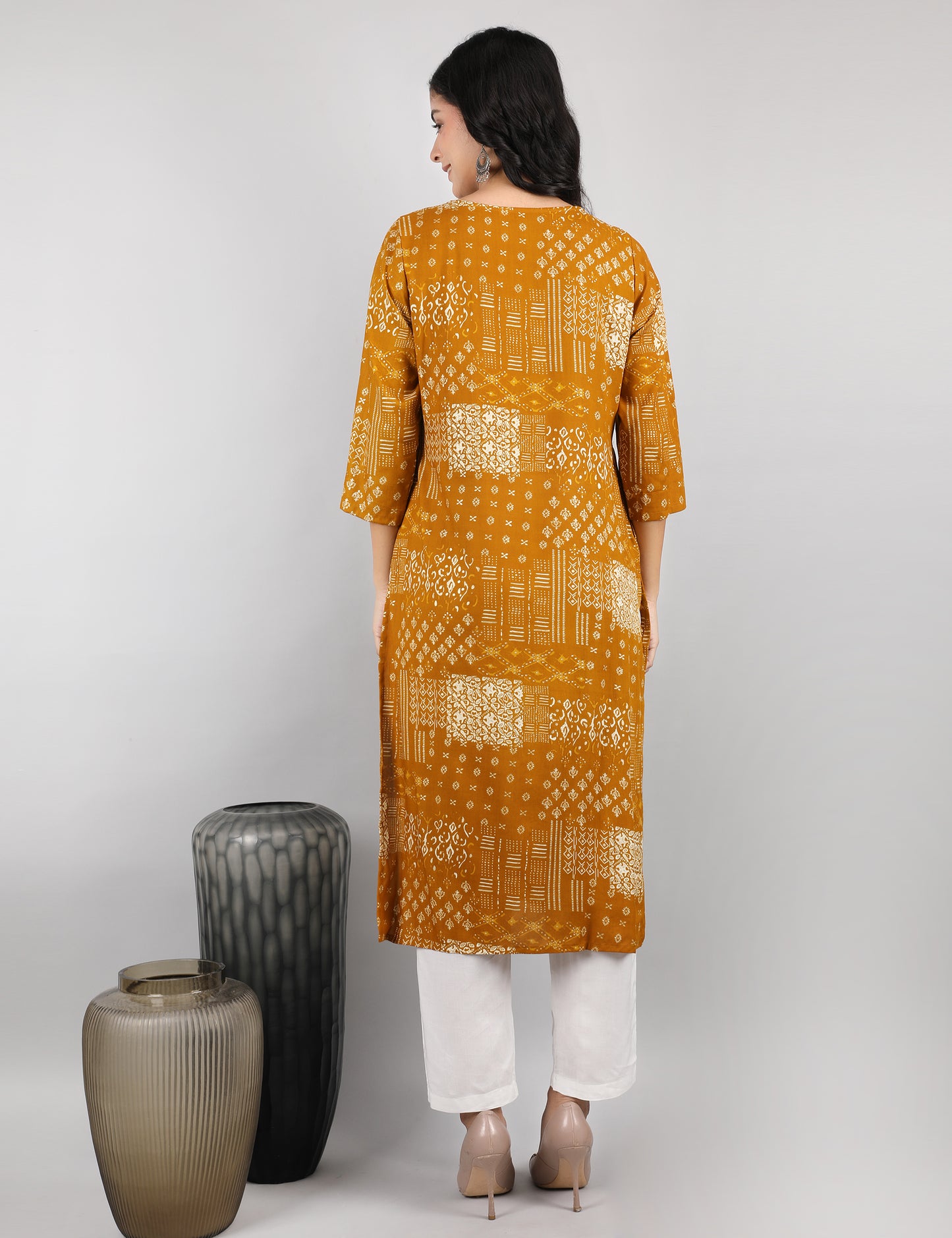 MUSTARD YELLOW COTTON KURTI