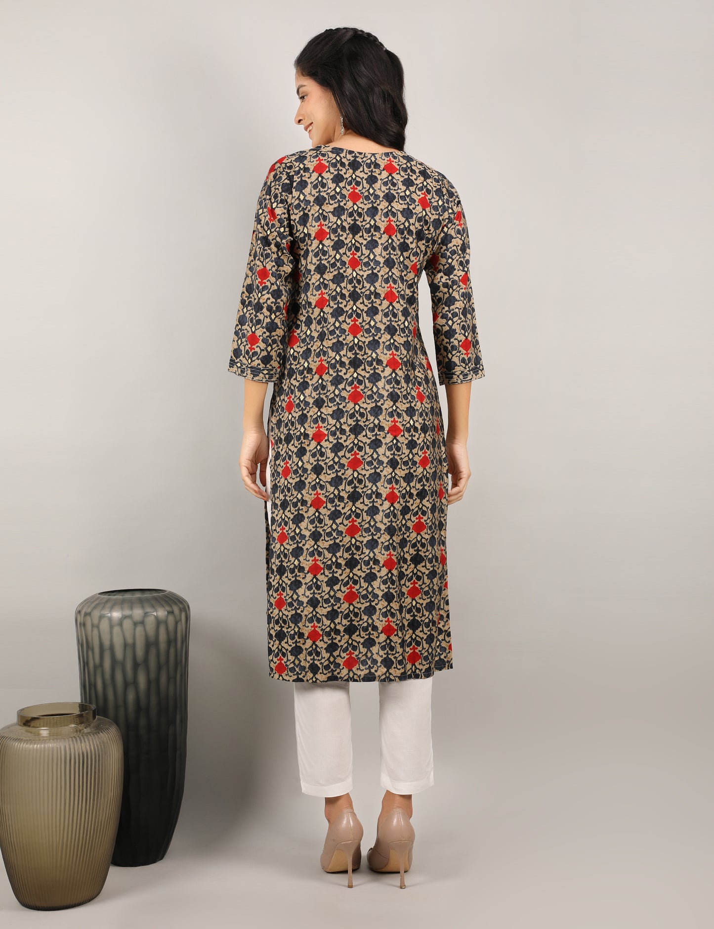 GOLD COTTON BLOCK PRINT KURTA