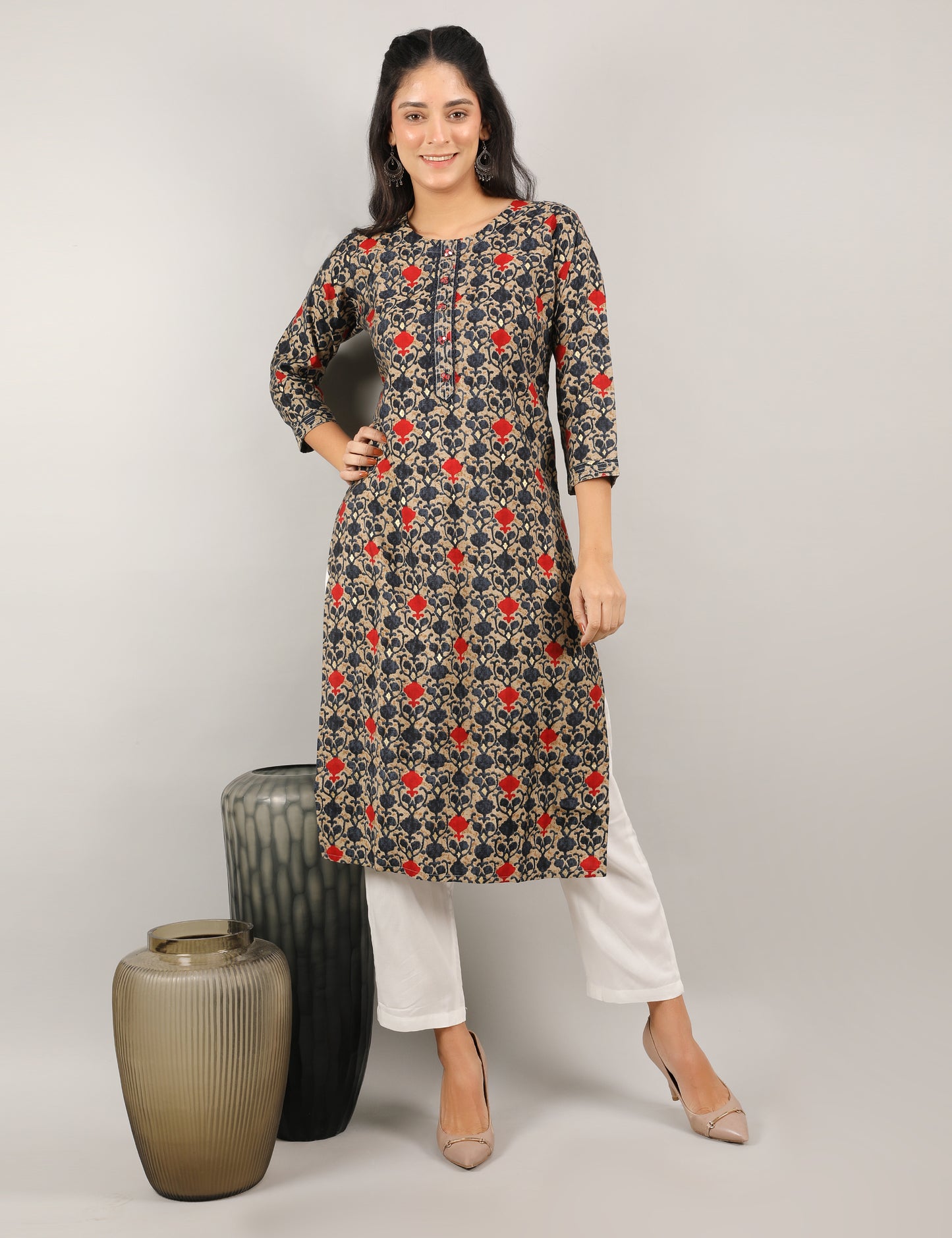 GOLD COTTON BLOCK PRINT KURTA
