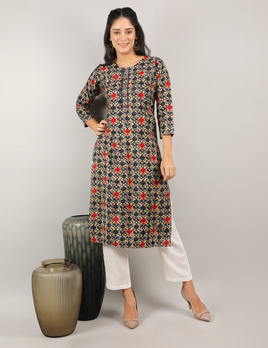 GOLD COTTON BLOCK PRINT KURTA