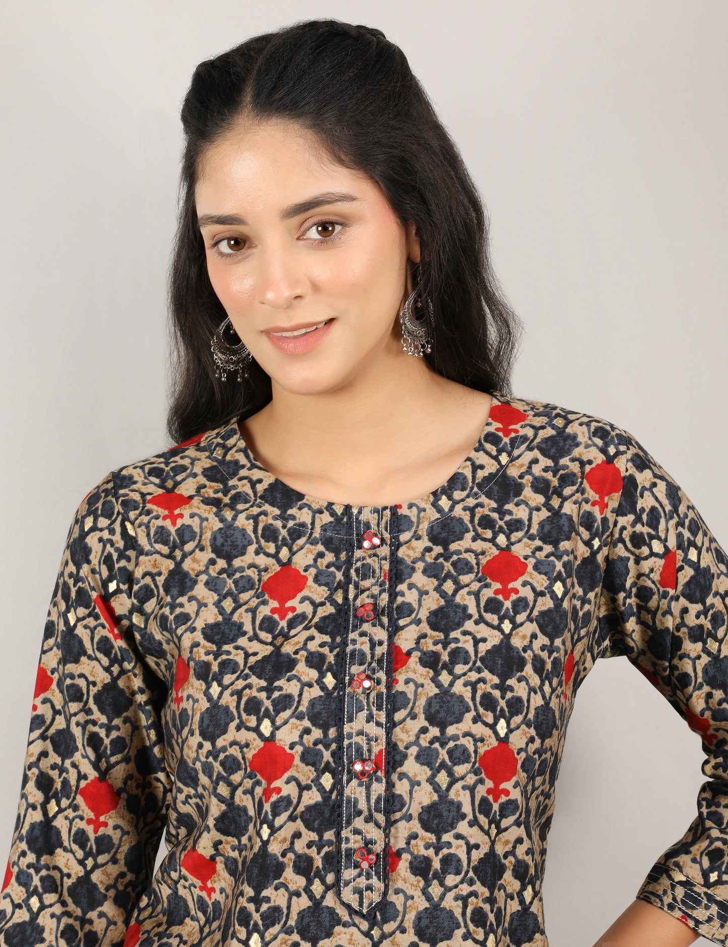 GOLD COTTON BLOCK PRINT KURTA