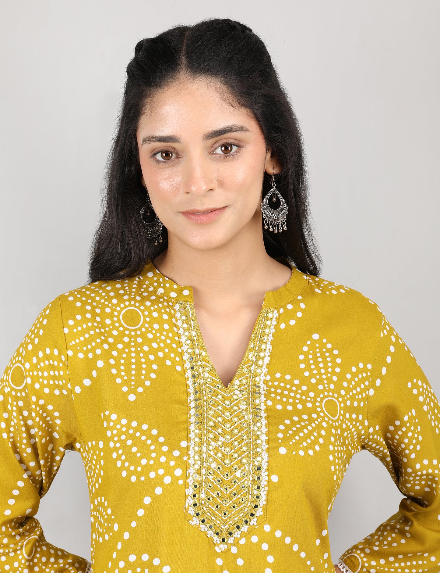MUSTARD PRINT KURTI REYON