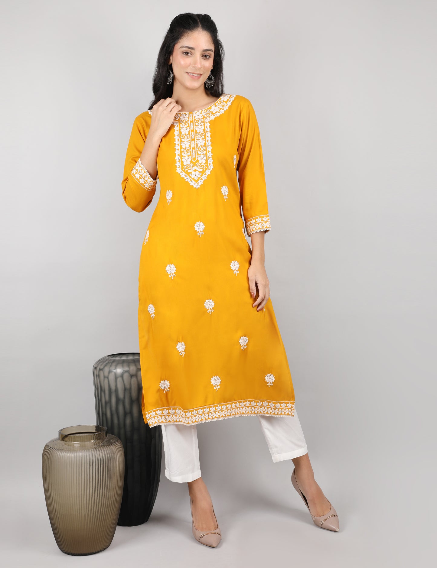 LADDU YELLOW REYON CHIKIN WORK KRTA