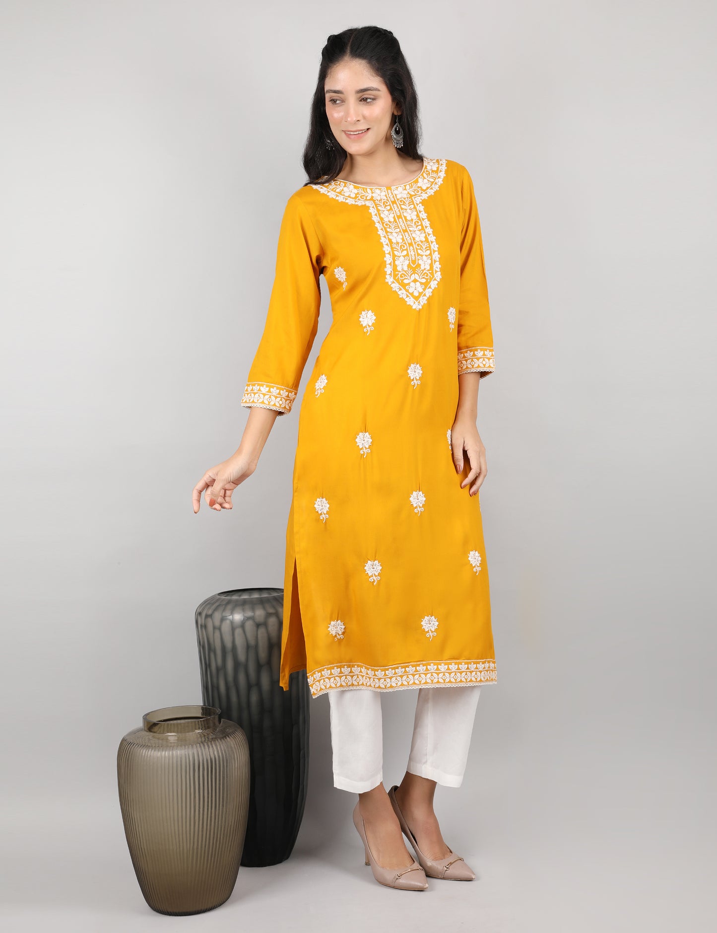 LADDU YELLOW REYON CHIKIN WORK KRTA