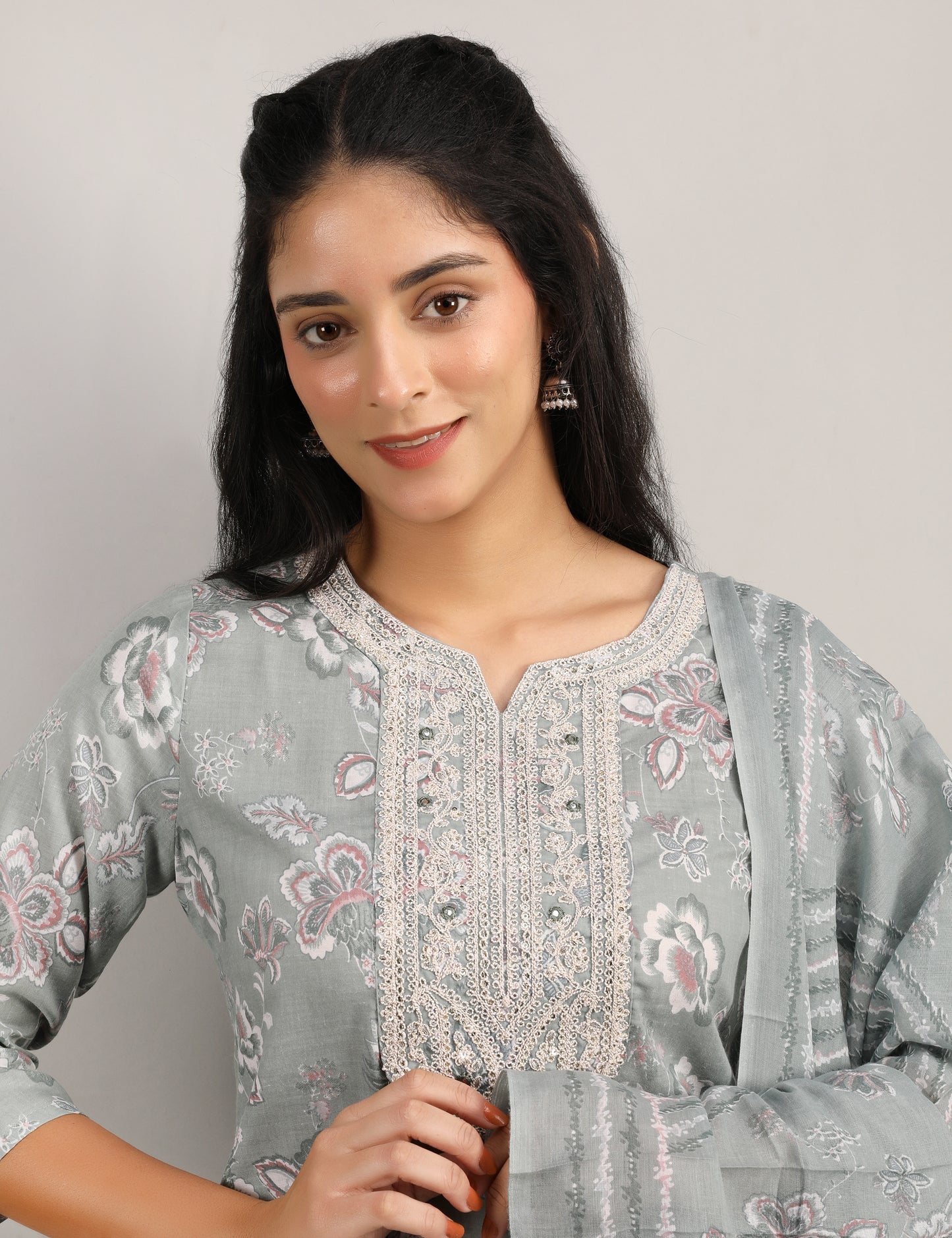 PASTEL GREEN COTTON  PRINT STRAIGHT SUIT