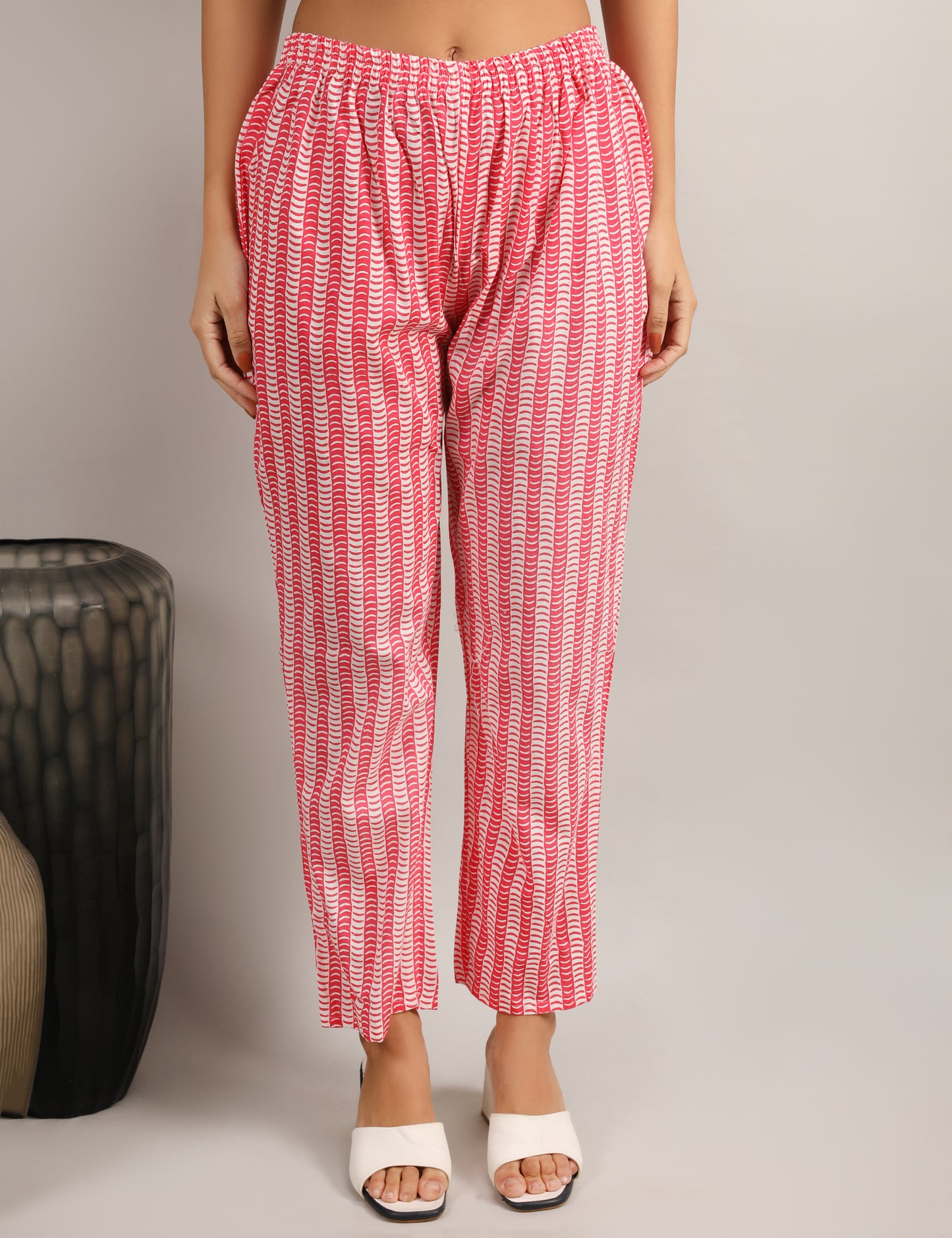 RANI PINK COTTON PRINT ANARKALI SUIT