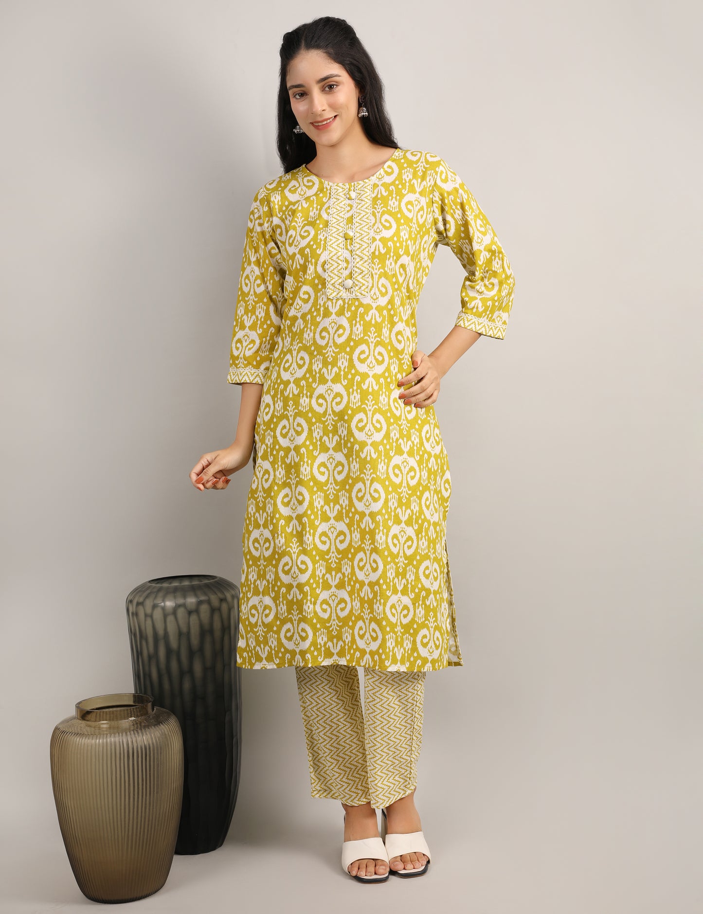 LIME YELLOW STRAIGHT SUIT WITH DUPATTA