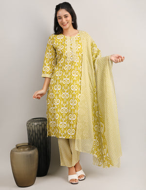 LIME YELLOW STRAIGHT SUIT WITH DUPATTA