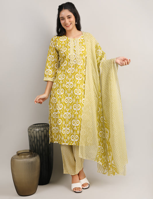 LIME YELLOW STRAIGHT SUIT WITH DUPATTA