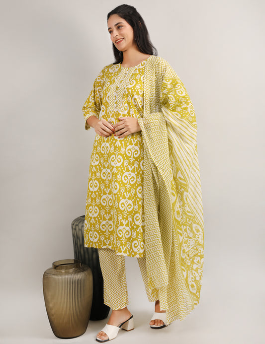 LIME YELLOW STRAIGHT SUIT WITH DUPATTA